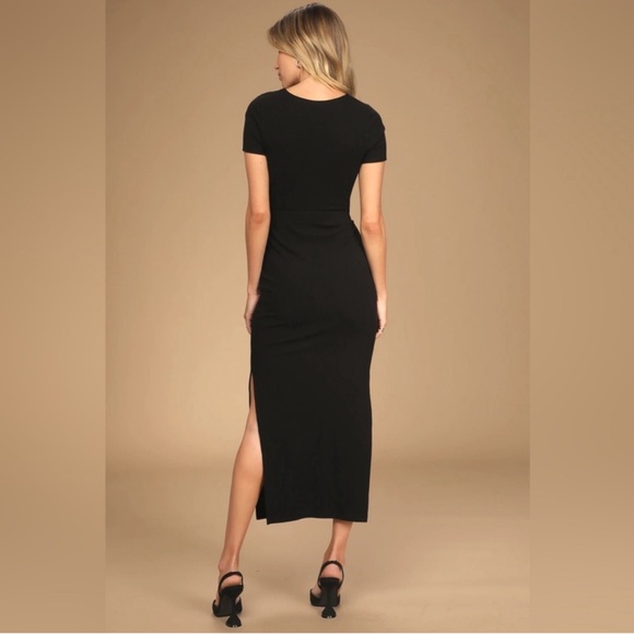 Lulu’s Twist front midi black ribbed fitted dress in size XS. EUC. - Picture 2 of 7